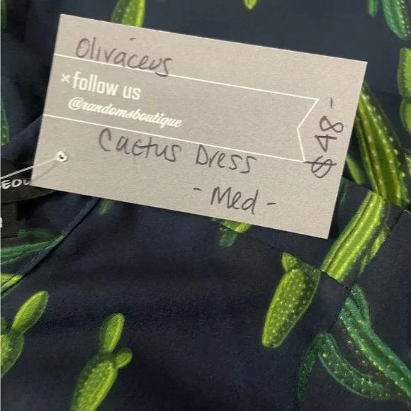NWT Randoms Boutique Navy Blue Cactus Print Shift Dress Sz M Nashville Country - Picture 9 of 10